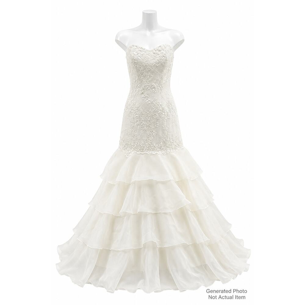 Melissa Sweet Mermaid Wedding Dress Strapless Ivory White Organza Bridal Gown 2